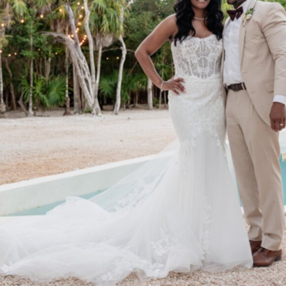 Sophia Tolli Strapless Bridal Gown with Floral Lace - Malibu - Picture 12 of 13